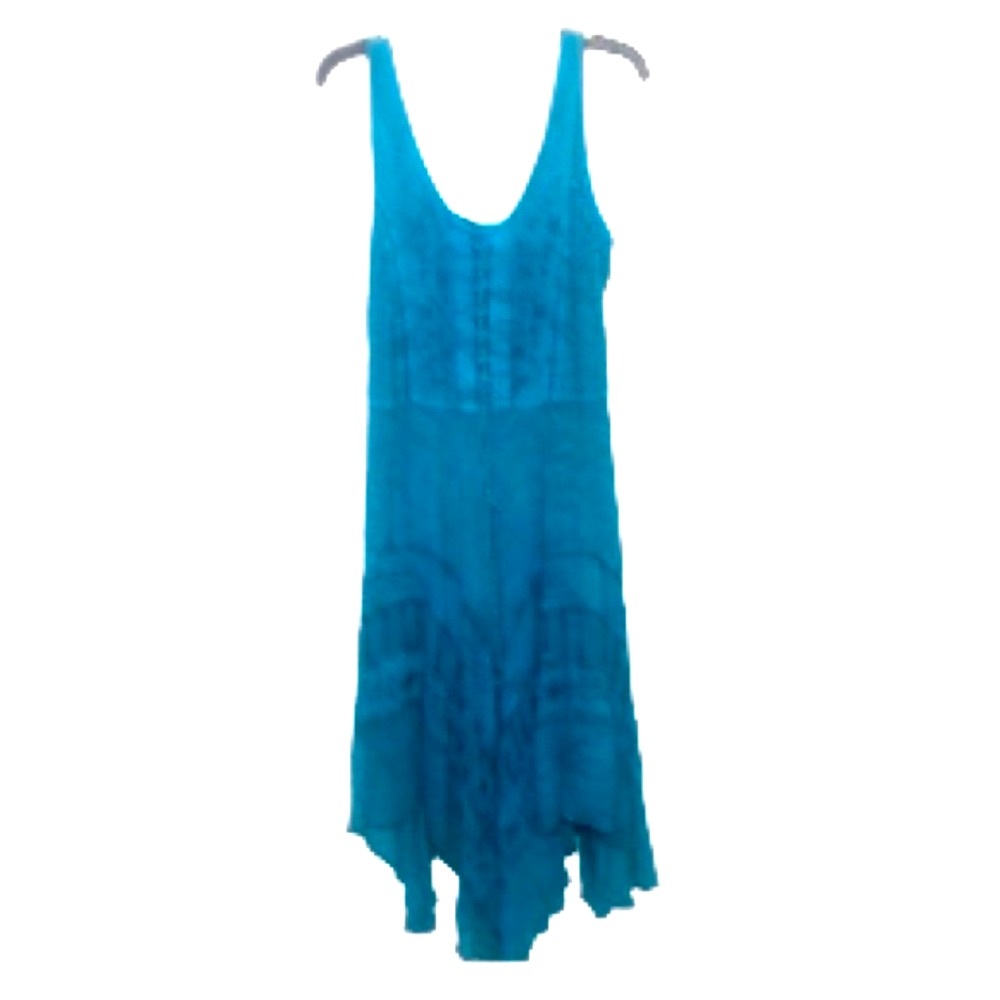 🌞 Fashion Terminal Boho Turquoise blue asymmetric sleeveless sundress Free size